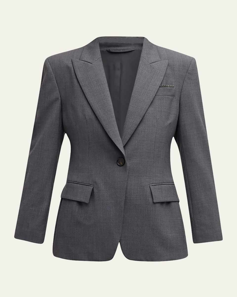 Monili-Tube Tropical Wool Single-Breasted Blazer
